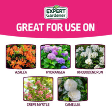 Plant food bag label: great for use on azalea, hydrangea, rhododendron, crepe myrtle, camellia