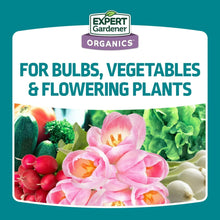 Expert Gardener organics bone meal fertilizer label for bulbs, vegetables, flowering plants