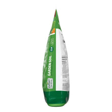 Garden soil bag side panel in green and white with small printed text