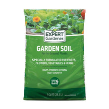 Green garden soil bag for in-ground plants with Expert Gardener logo