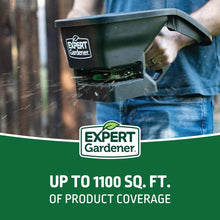 Expert Gardener spreader with coverage text: up to 1100 sq. ft.