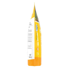 Potting mix bag, side view in yellow packaging with white label panels
