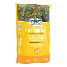 Potting mix bag, front view with yellow Expert Gardener Potting Mix branding
