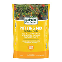 Potting mix bag, yellow with Expert Gardener Potting Mix label for potted plants
