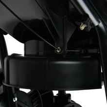Black hopper and broadcast spreader mechanism with adjustment lever detail