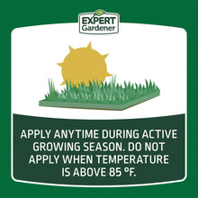 Lawn fertilizer usage sign: apply anytime during active growing season