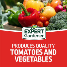 Tomato & vegetable garden plant food label with Expert Gardener logo