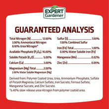 Tomato & vegetable garden plant food guaranteed analysis chart, NPK 12-10-5