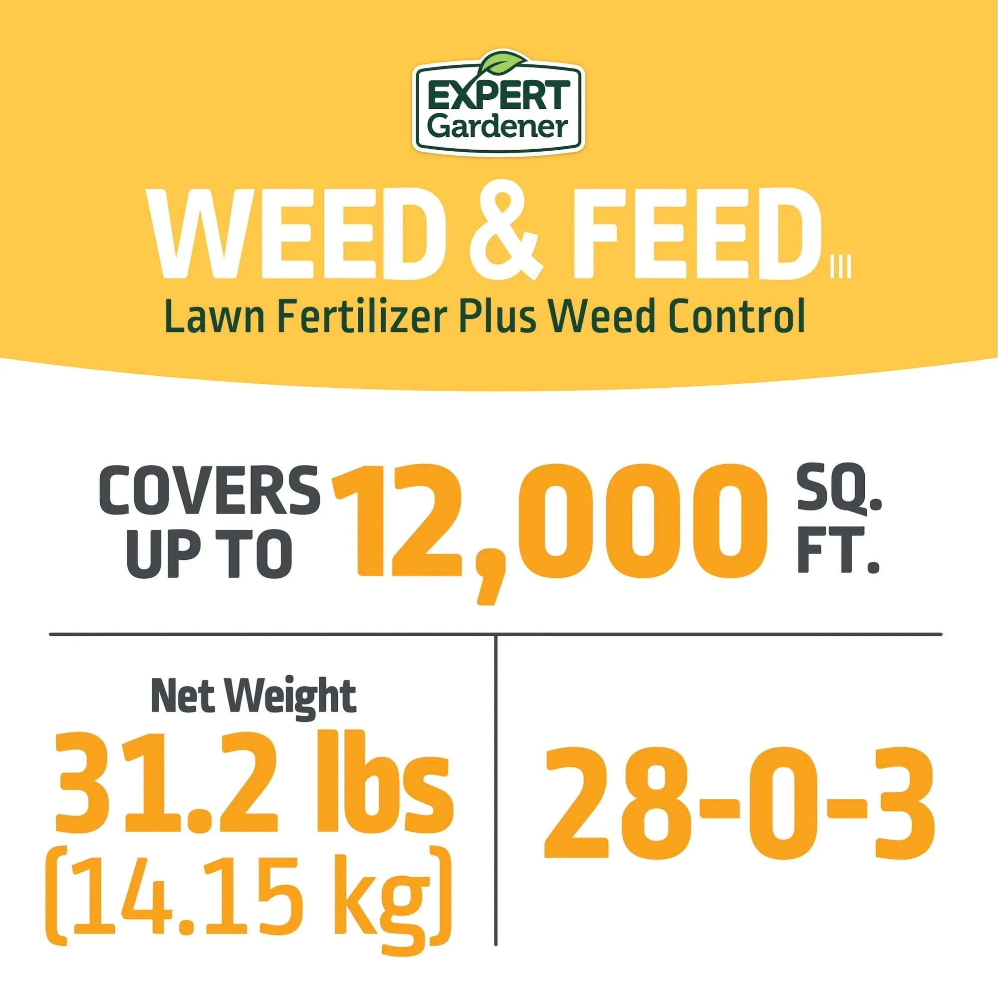 Expert Gardener Weed & Feed, 28-0-3 Lawn Fertilizer and Weed Control