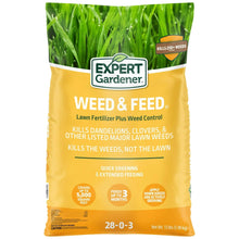 Expert Gardener Weed & Feed fertilizer bag with front label and weed-control details