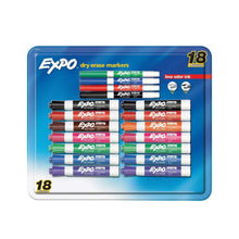 Low odor dry erase marker set, 18 count with multicolor tips in blister pack