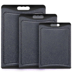 Extra Large Cutting Boards, AOKIWO Plastic Cutting Boards for Kitchen (Set of 3)Meat, Veggies Cutting Board Set Dishwasher Chopping Board with Juice Grooves Easy-Grip Handles, Dark Grey - USA MEGA SHOP