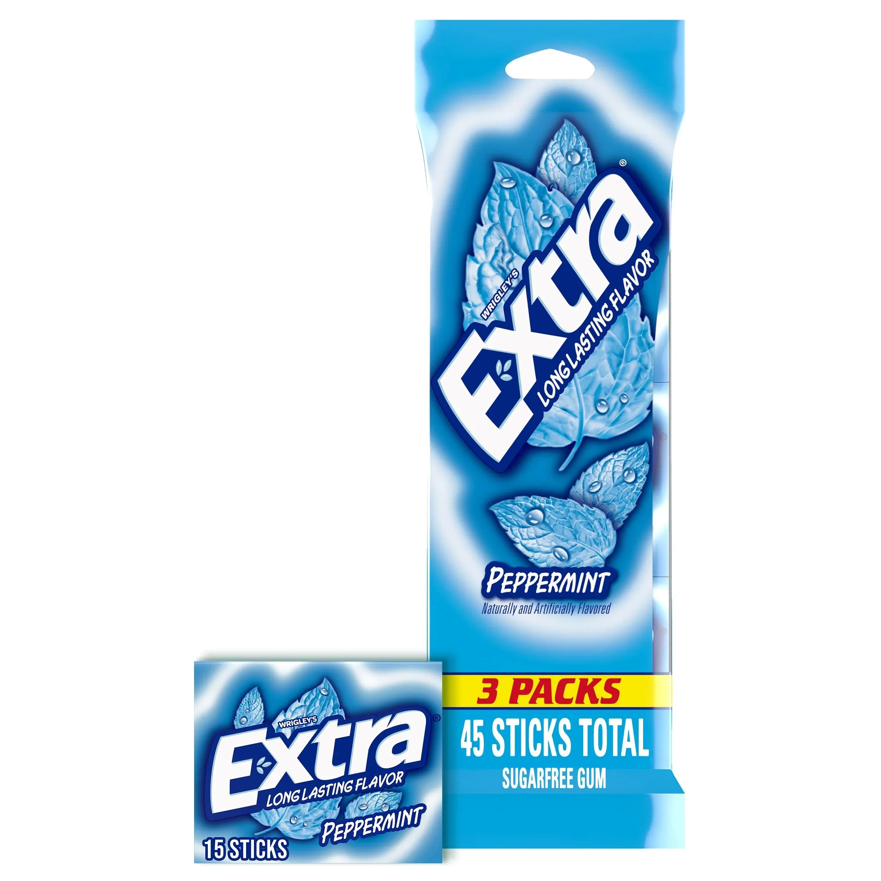 Extra Gum Peppermint Sugar Free Chewing Gum, Single Pack - 15 Stick