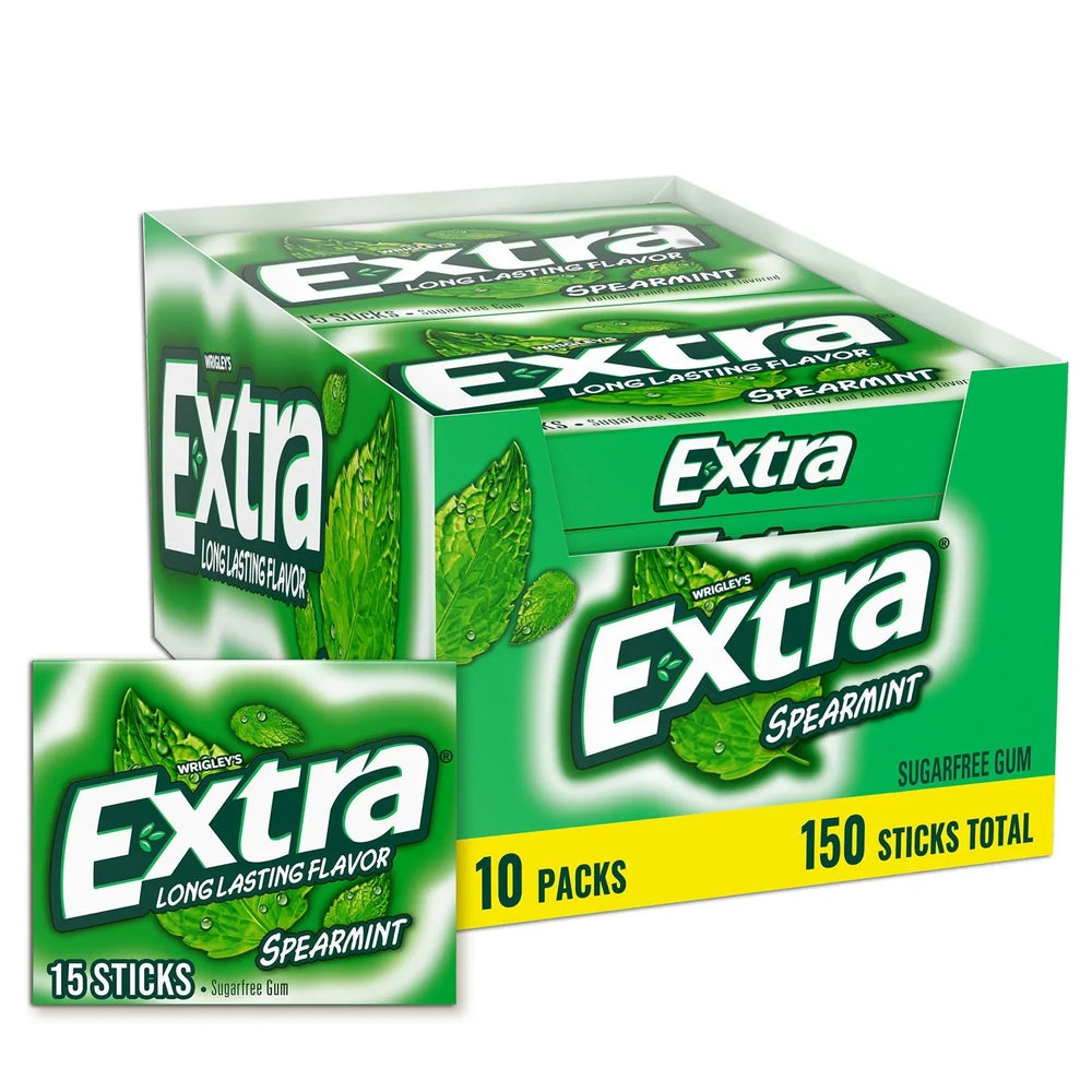 Extra Spearmint Sugar Free Chewing Gum Bulk Pack 15 pcs., 10 pk. - USA MEGA SHOP
