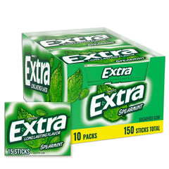 Extra Spearmint Sugar Free Chewing Gum Bulk Pack 15 pcs., 10 pk. - USA MEGA SHOP