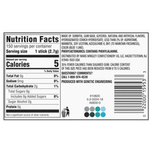 Nutrition Facts panel for sugar-free gum, serving size 1 stick (2.7 g)