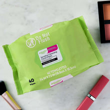 Green facial cleansing wipes pack with Do Not Flush and 40 wipes label.