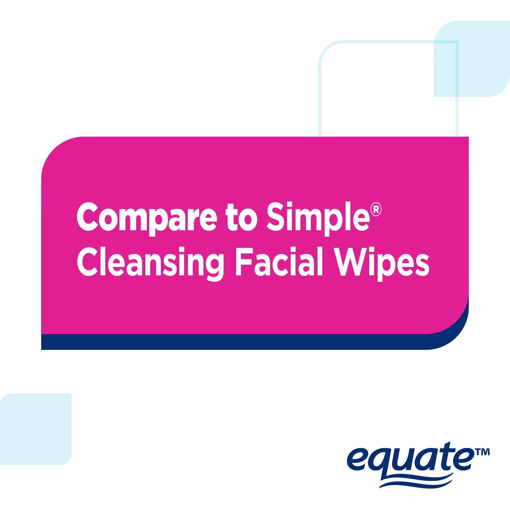 Equate Sensitive Cleansing Facial Towelette Wipes for Face Care of Sensitive Skin, Alcohol Free (40 Count), Compare to Simple® Cleansing Facial Wipes