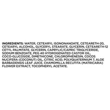 Ingredient list panel for facial cleansing wipes with “INGREDIENTS” heading.