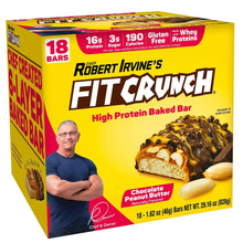 FITCRUNCH high-protein baked bar box, chocolate peanut butter center, 18 bars