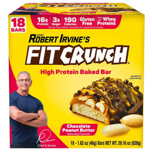 FITCRUNCH high-protein baked bar box, chocolate peanut butter with drizzle, 18 bars