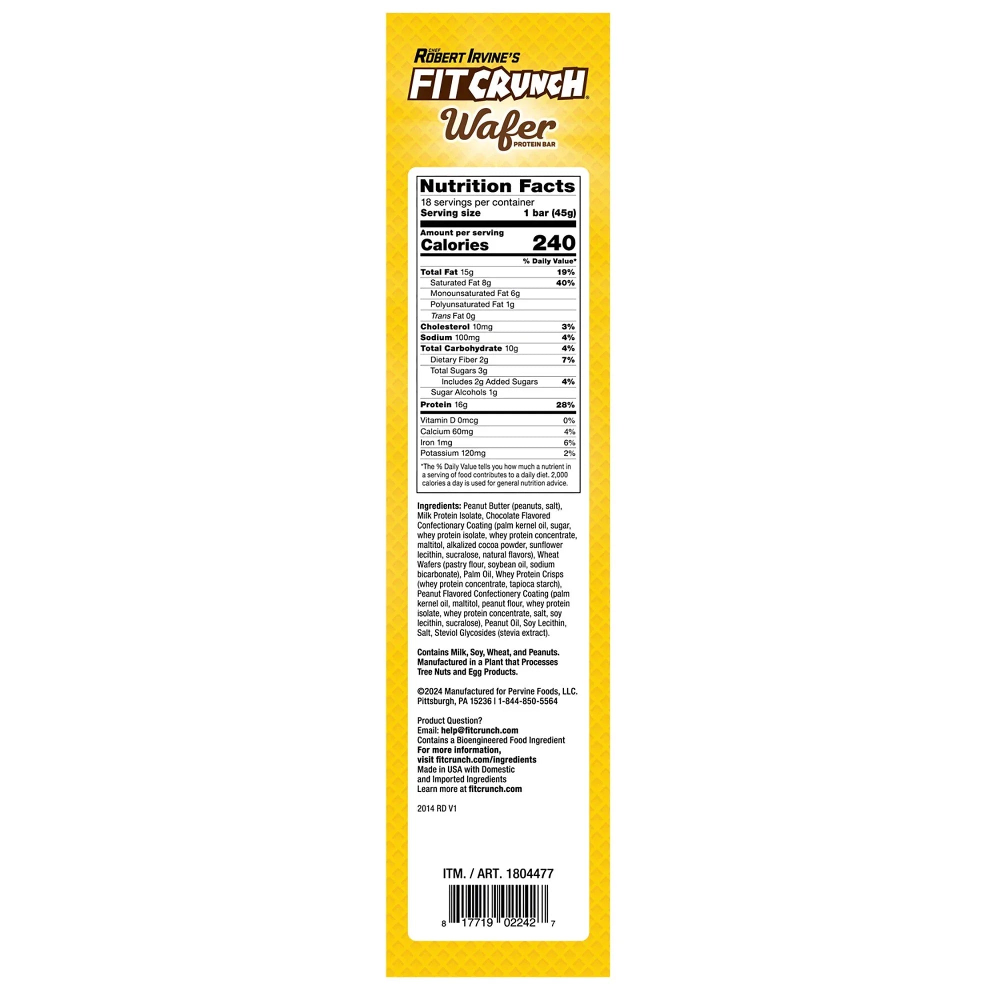FITCRUNCH Wafer Protein Bars, 16g Protein, Chocolate Peanut Butter, 1.59 oz, 18-count - USA MEGA SHOP
