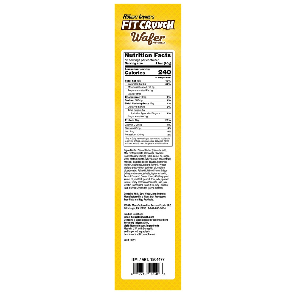 FITCRUNCH Wafer Protein Bars, 16g Protein, Chocolate Peanut Butter, 1.59 oz, 18-count - USA MEGA SHOP