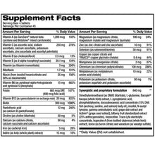 Supplement Facts nutrition label panel for dietary supplement tablets, with daily values