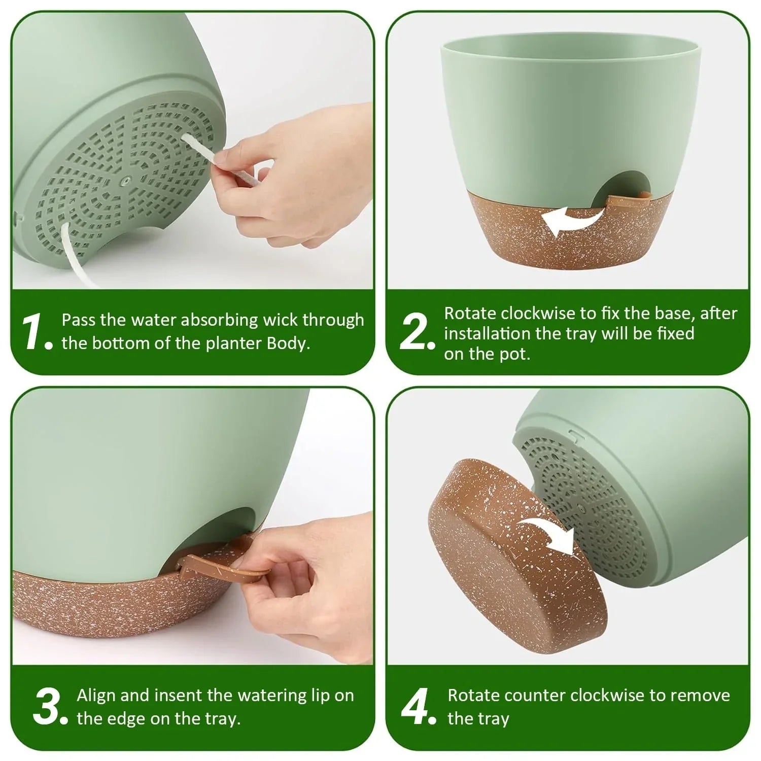 FOUKUS Set of 5 Self-Watering Plant Pots with Drainage – Eco-Friendly Plastic Planters for Indoor & Outdoor Use – Pots for Succulents, Cactus, Snake Plants (7", 6.5", 6", 5.5", 5")