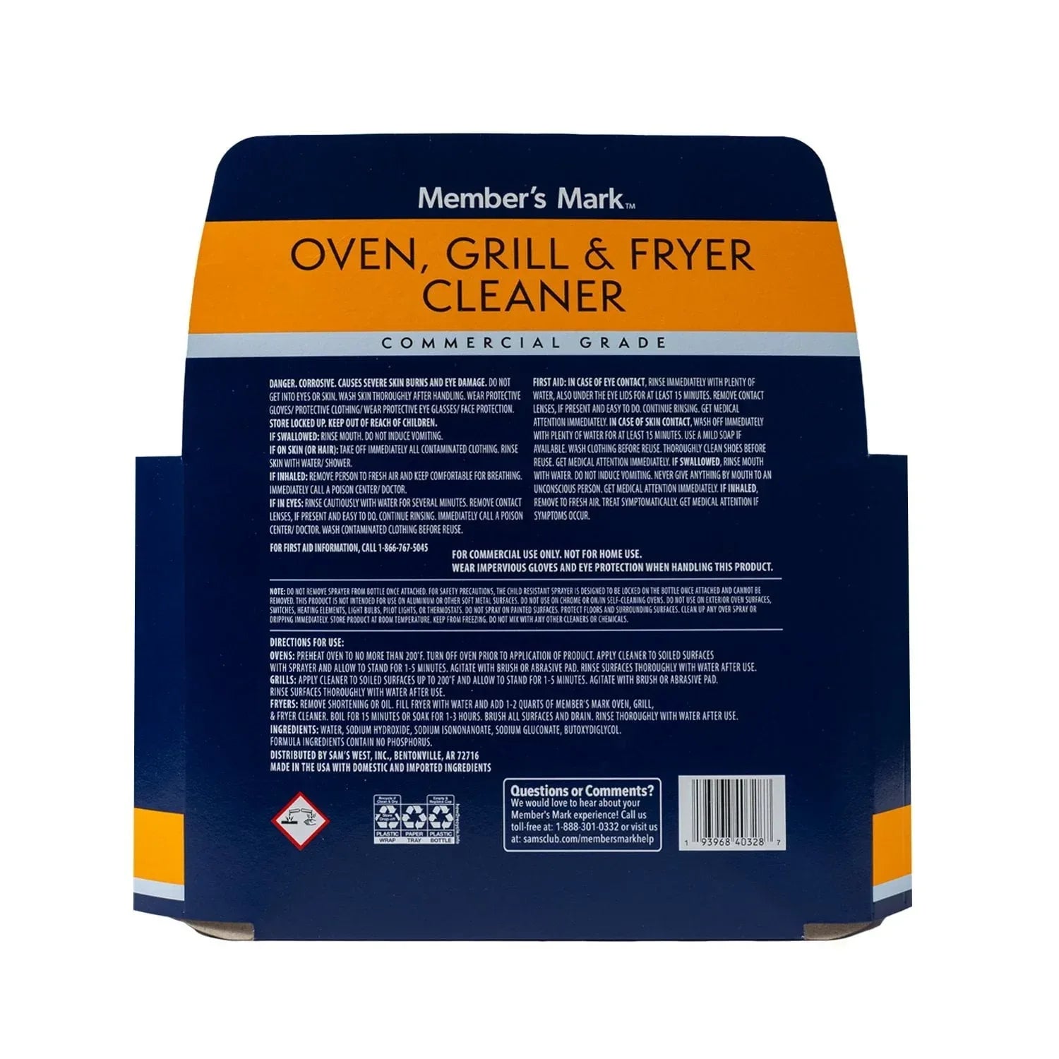 Member's Mark Commercial Oven, Grill and Fryer Cleaner 32 oz., 3 pk.