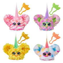 Set of four mini electronic plush toys: pink, rainbow, yellow, and white-blue