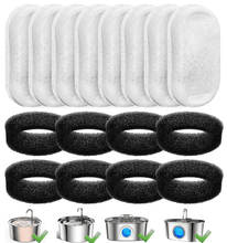 Cat water fountain replacement filter set with white foam pads and black sponge rings