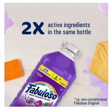 Purple multi-purpose cleaner bottle showing 2X active ingredients and lavender scent text