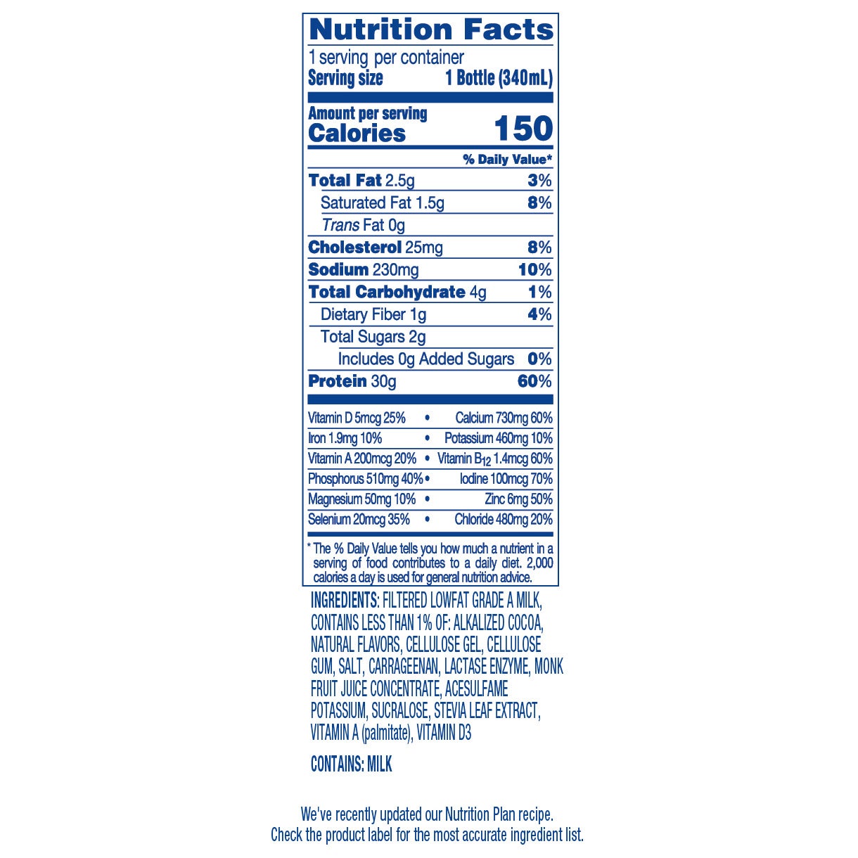 Fairlife Nutrition Plan, 30g Protein Shake, Chocolate, 11.5 fl oz, 18-pack