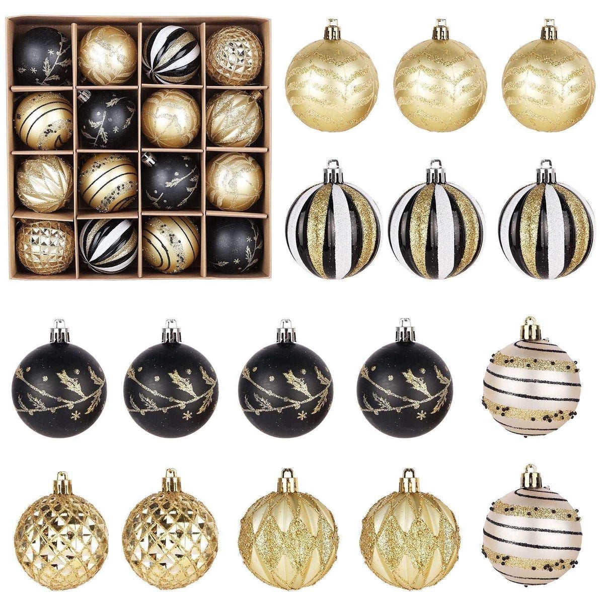 Fall Ornaments for Christmas Trees, 16ct Bronze Copper Brown Gold Shatterproof Fall Christmas Tree Decorations, 2.36 Inches Luxury Hanging Ball Ornaments for Thanksgiving Autumn Harvest - USA MEGA SHOP
