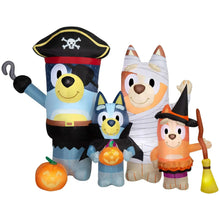 Halloween inflatable pirate character with hat, plus three matching cartoon animal figures
