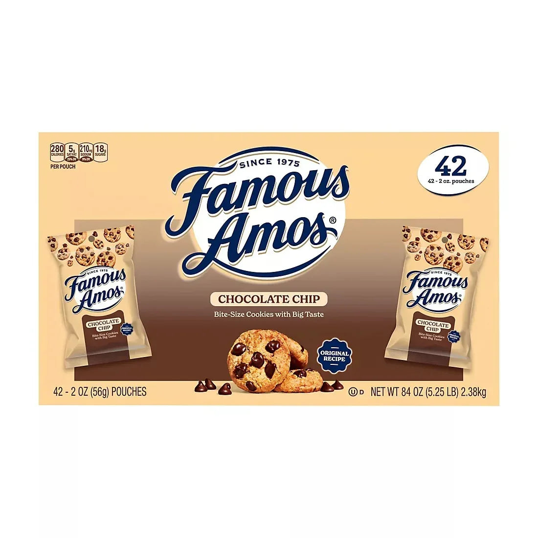 Famous Amos Chocolate Chip Cookies, Bite Size, Pouches, 42 ct./2 oz.