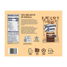 Chocolate chip cookie package back panel with nutrition facts and pouch view