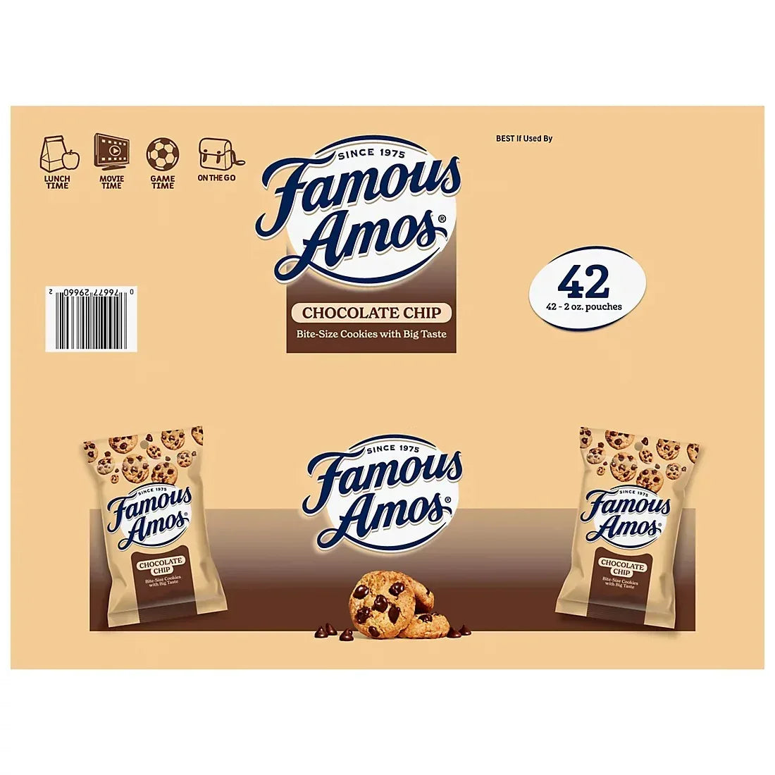 Famous Amos Chocolate Chip Cookies, Bite Size, Pouches, 42 ct./2 oz.
