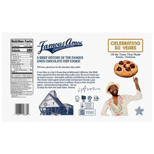 Famous Amos chocolate chip cookies back panel with nutrition facts and brand text