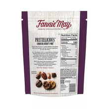 Chocolate snack mix bag back panel with nutrition facts and ingredients list