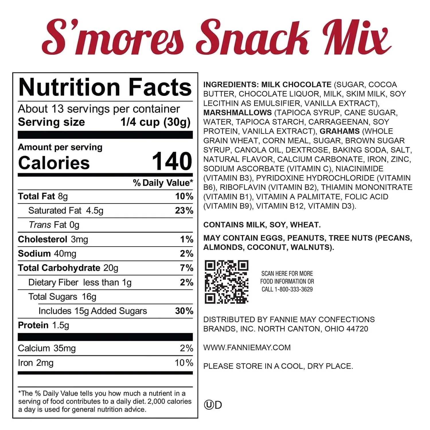 Fannie May S'mores Snack Mix Bag (14 Ounce)