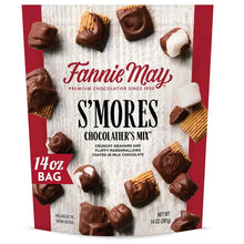 Chocolate snack mix bag with graham crackers and chocolate-coated marshmallows