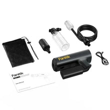 Fanttik cordless sprayer kit with bottle, hose, nozzle, cloth bag, and manual
