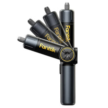 Electric screwdriver with pointed tip, two units, and yellow-ring focus dial