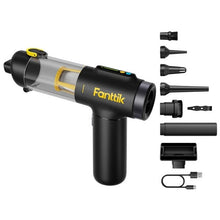 Fanttik X200 Mix cordless car vacuum with assorted nozzle attachments, brush, storage case, and cable