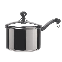 Farberware Classic Series 2 Quart Stainless Steel Sauce Pan with Lid, Induction Compatible, Metal Utensil and Dishwasher Safe, Stainless Steel