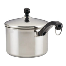 Stainless steel sauce pan with lid, black knob and side handle