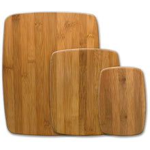 3-piece bamboo cutting board set with rounded edges and end-grain look
