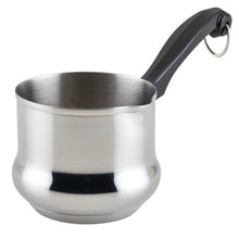 Stainless steel butter warmer pot with loop handle, brushed finish